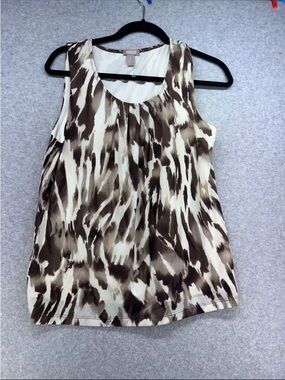 Chico's Brown and Cream Abstract Print Tank